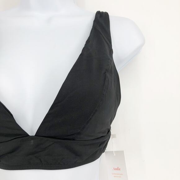 ANDIE SWIM Women's Belize Bikini Top Medium Black Plunge V Neck Swimwear NWT - Picture 5 of 11